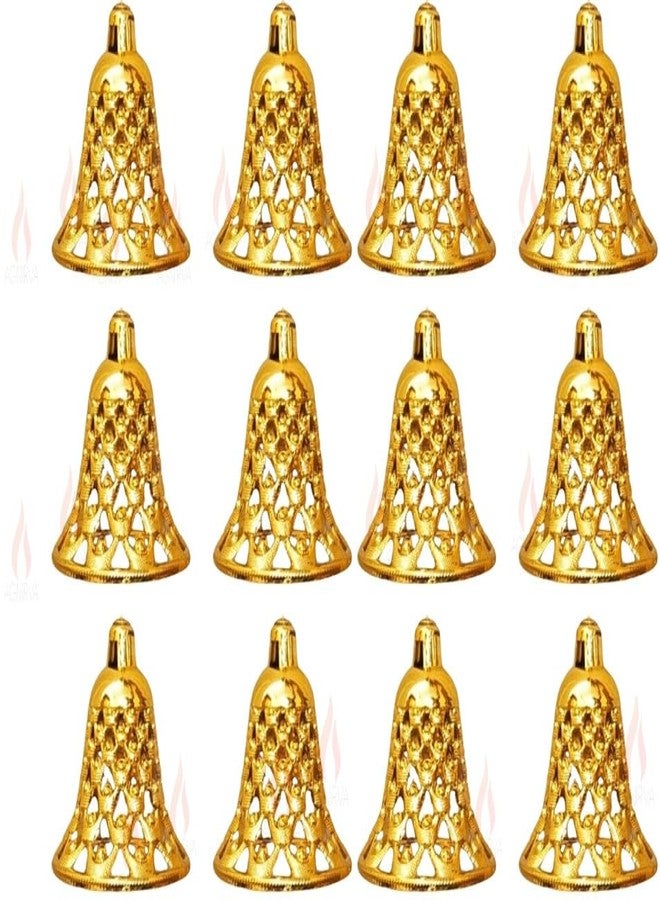 Agnirva Lightweight Golden Plastic Bells Jingle Bell for Diwali Navratri Temple Pooja Room Wedding Party Decor/Stage Backdrops, DIY Craft Decoration Items Theme Party Christmas (Pack of 24) - Image 1